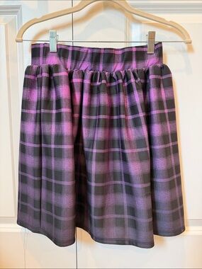 Purple Plaid Ombré Gathered Mini Skirt - Women's